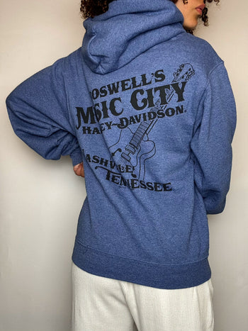 Vintage HARLEY DAVIDSON M blaues Rundhals-Sweatshirt