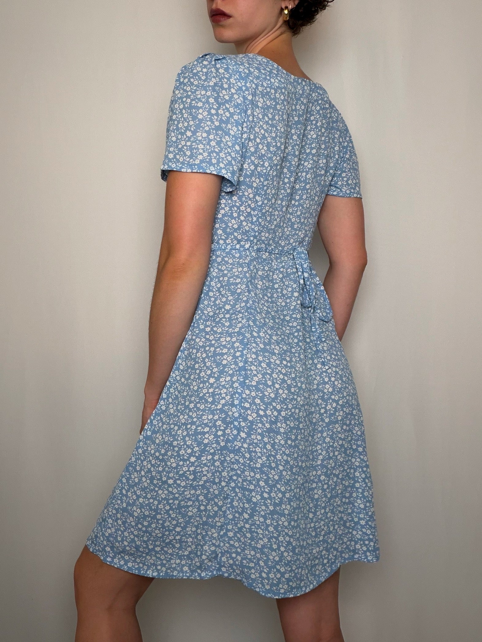 Blaues Blumenkleid Gr. S Vintage