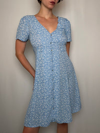 Blaues Blumenkleid Gr. S Vintage