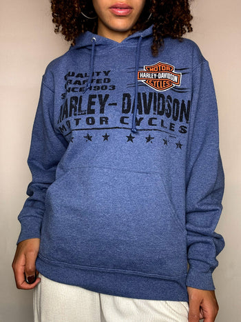 Vintage HARLEY DAVIDSON M blaues Rundhals-Sweatshirt