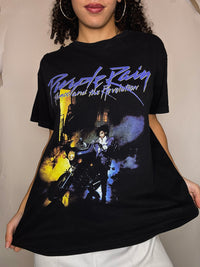 Vintage Purple Rain T-Shirt, schwarz, Größe M