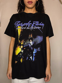 Vintage Purple Rain T-Shirt, schwarz, Größe M
