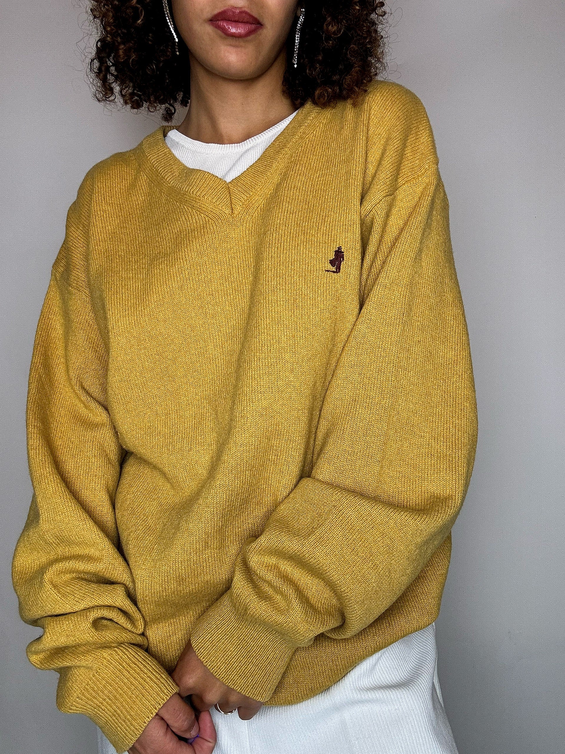 Pull en maille moutarde MALBORO CLASSICS L vintage