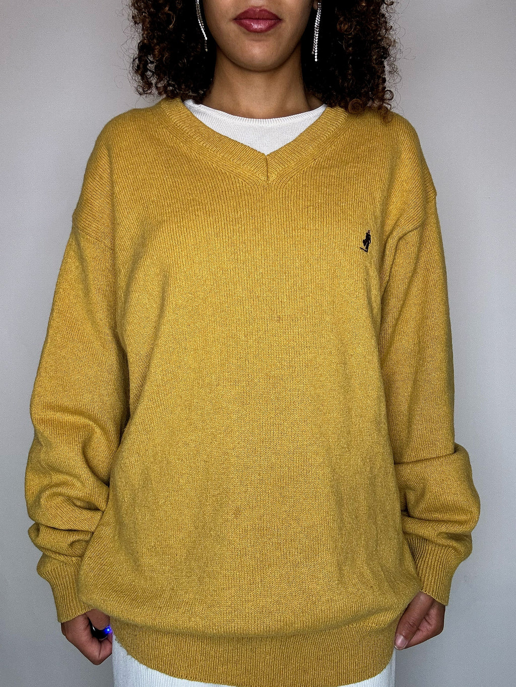 Pull en maille moutarde MALBORO CLASSICS L vintage