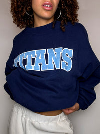 Sweat à col rond marine TITANS L vintage