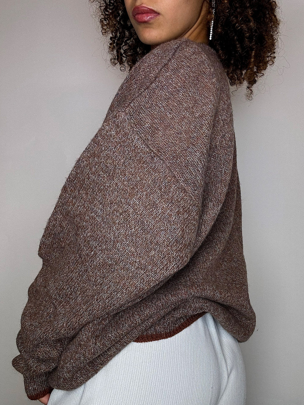 Pull en maille brun L vintage