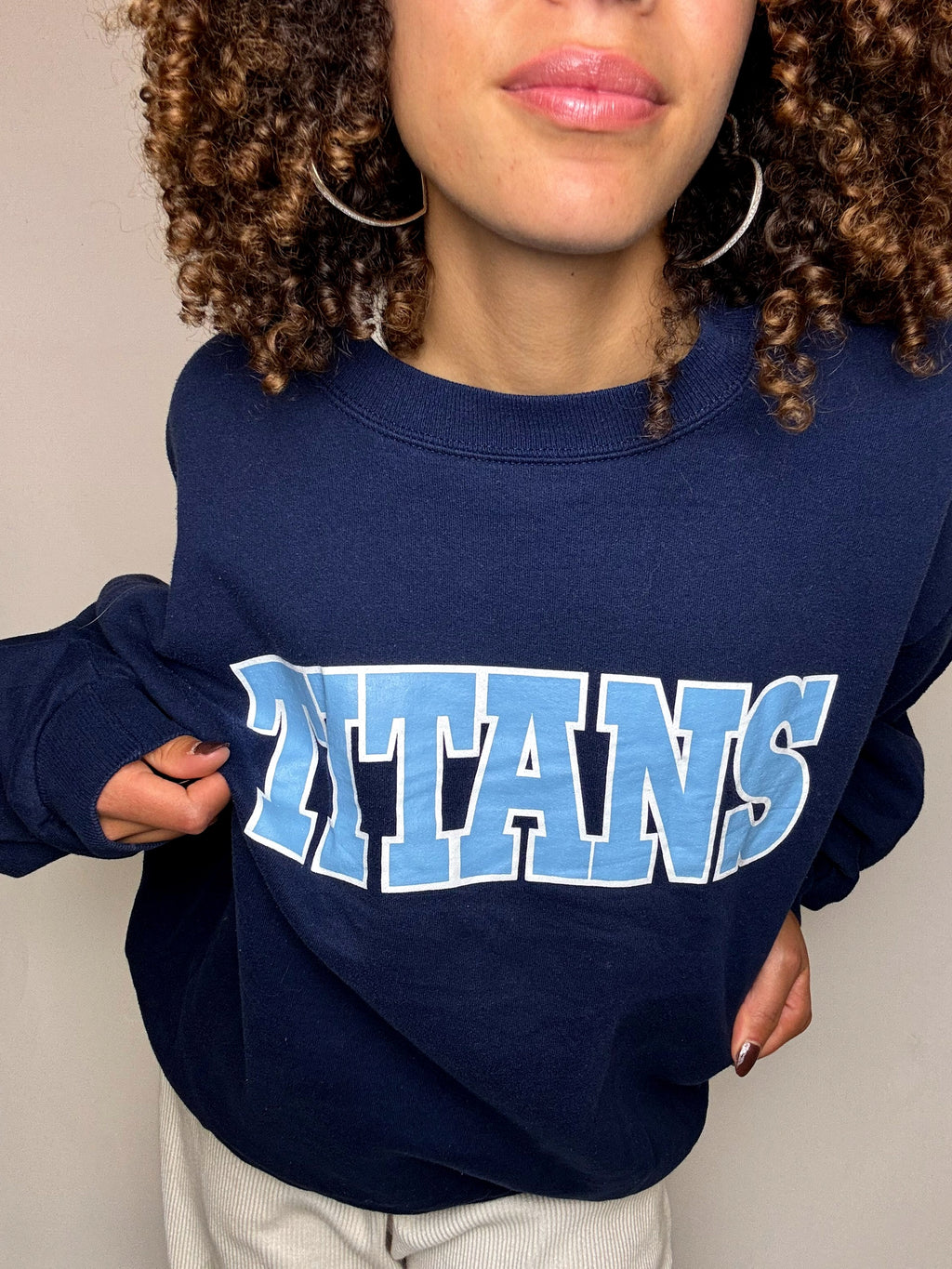 Sweat à col rond marine TITANS L vintage