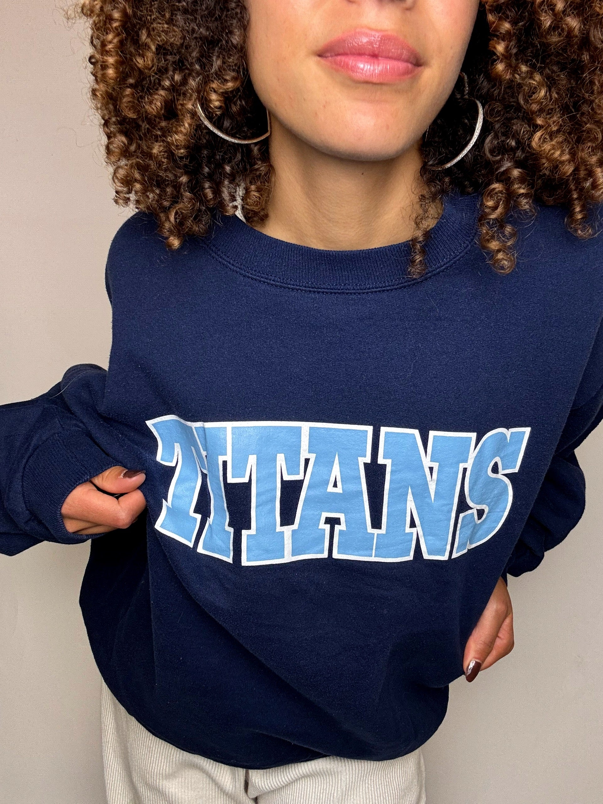 Sweat à col rond marine TITANS L vintage