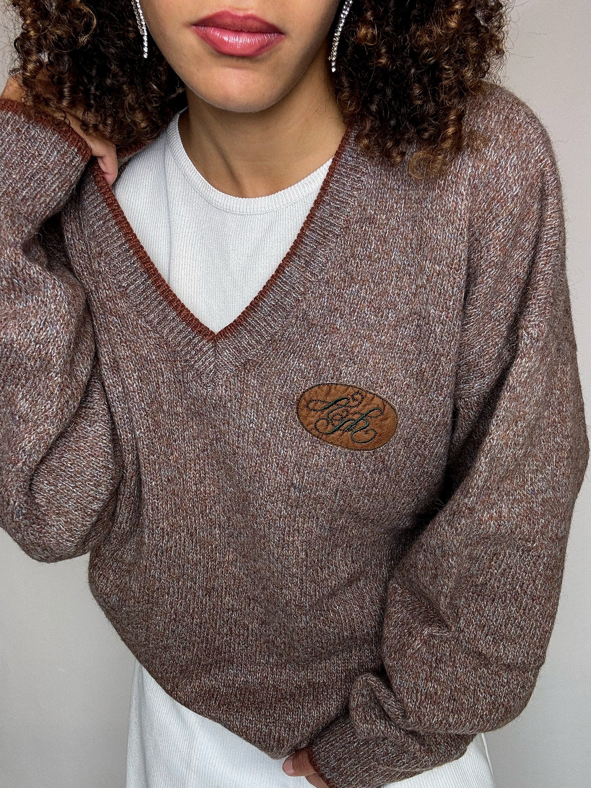 Pull en maille brun L vintage