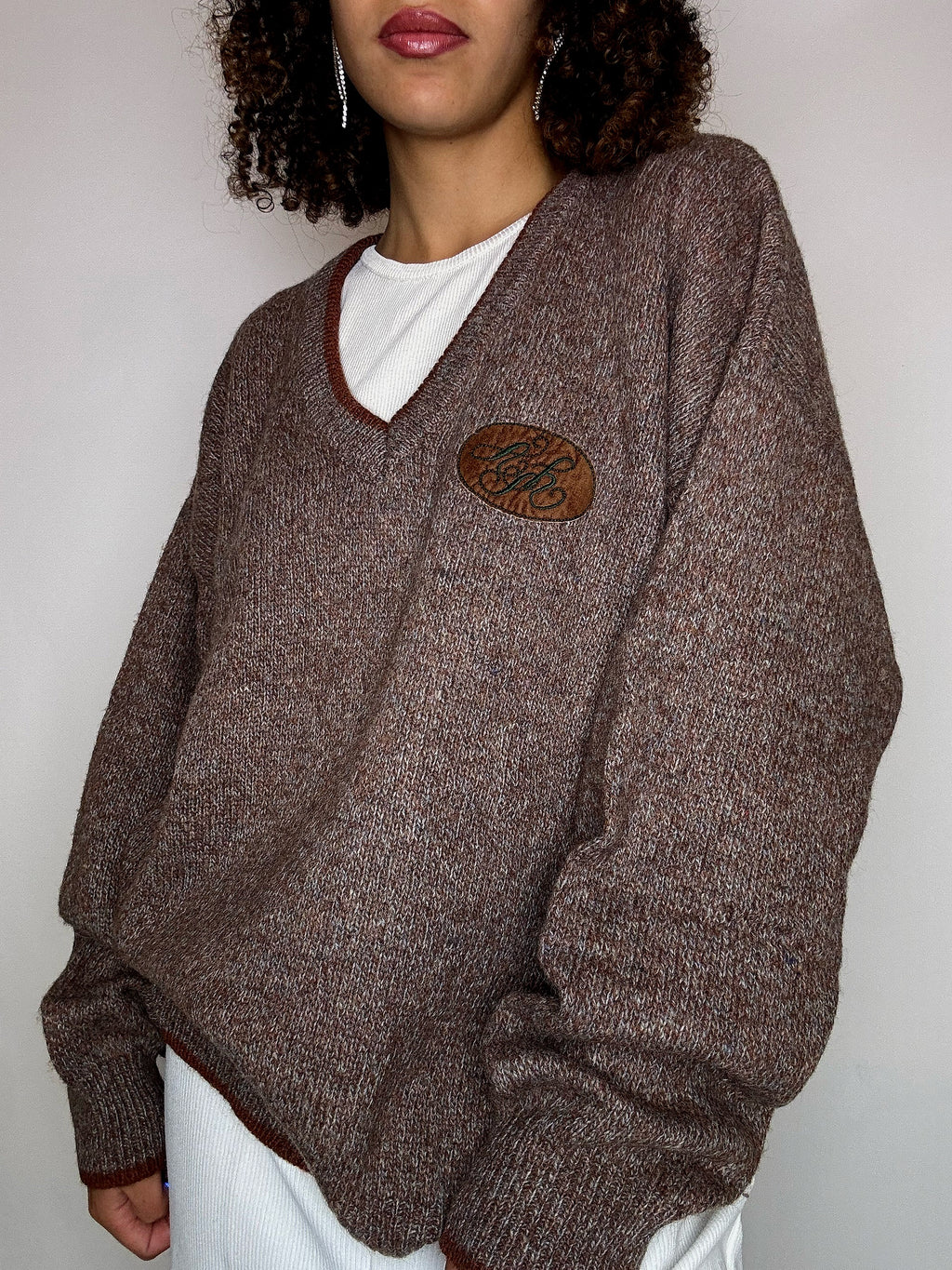 Pull en maille brun L vintage