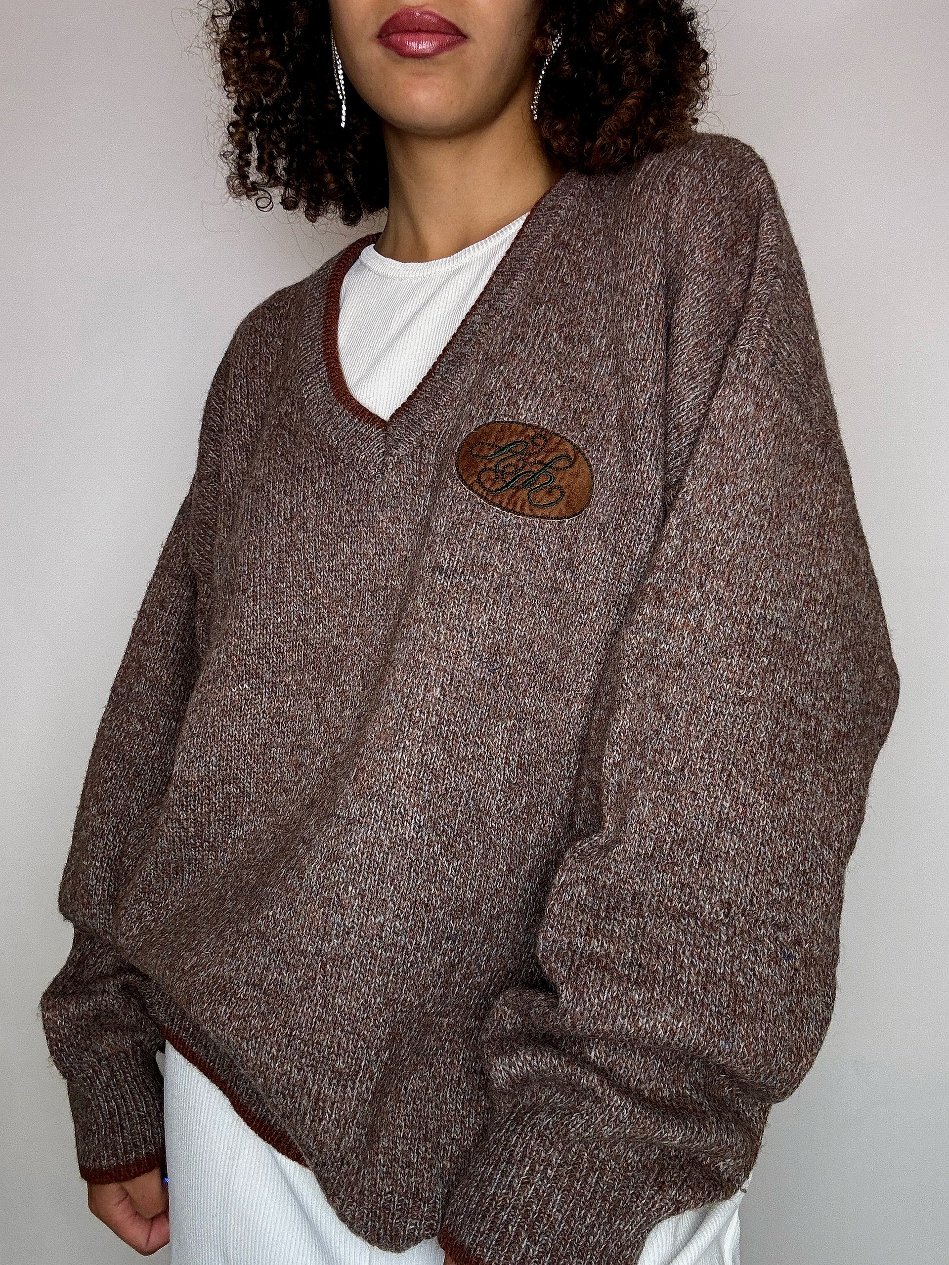 Pull en maille brun L vintage