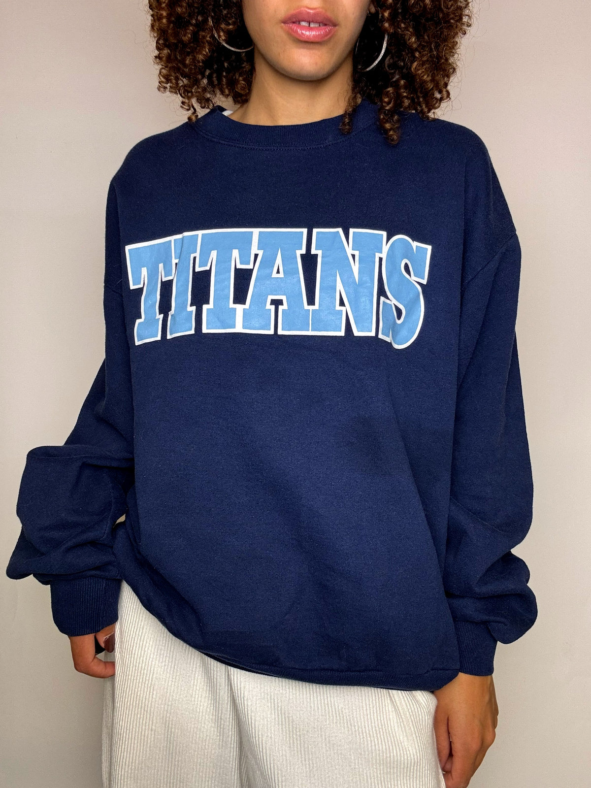 Sweat à col rond marine TITANS L vintage