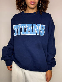 Sweat à col rond marine TITANS L vintage