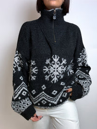 Dark gray sweater with vintage zip M/L 