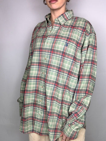 Chemise à carreaux verte RALPH LAUREN XL Vintage