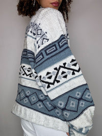 Vintage-Strickpullover mit Muster, Größe L/XL