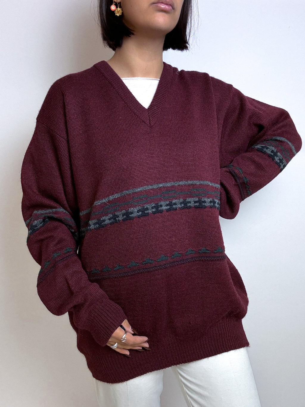 Dark red vintage wool sweater M/L 