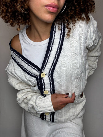 cardigan cricket blanc S/M vintage