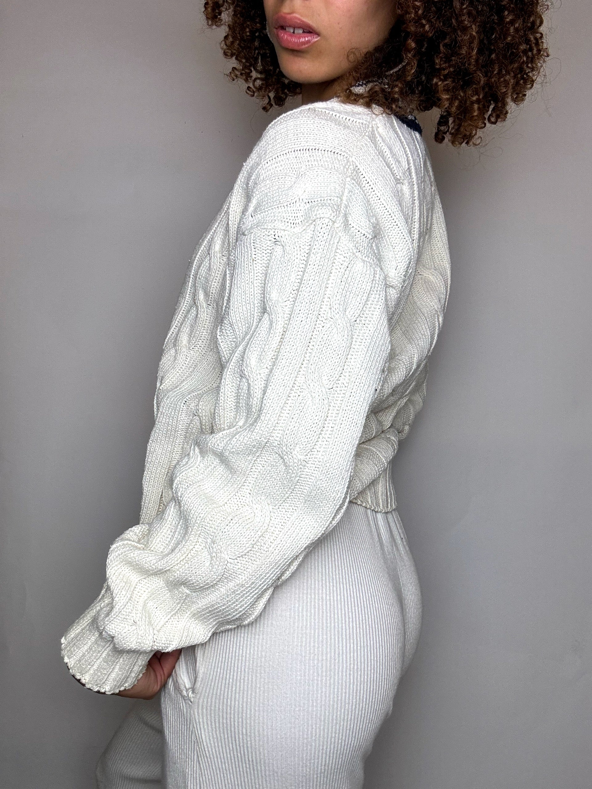 cardigan cricket blanc S/M vintage