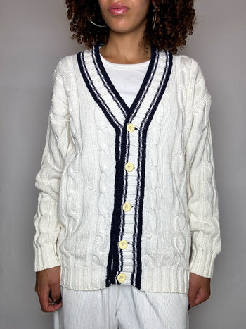 cardigan cricket blanc S/M vintage
