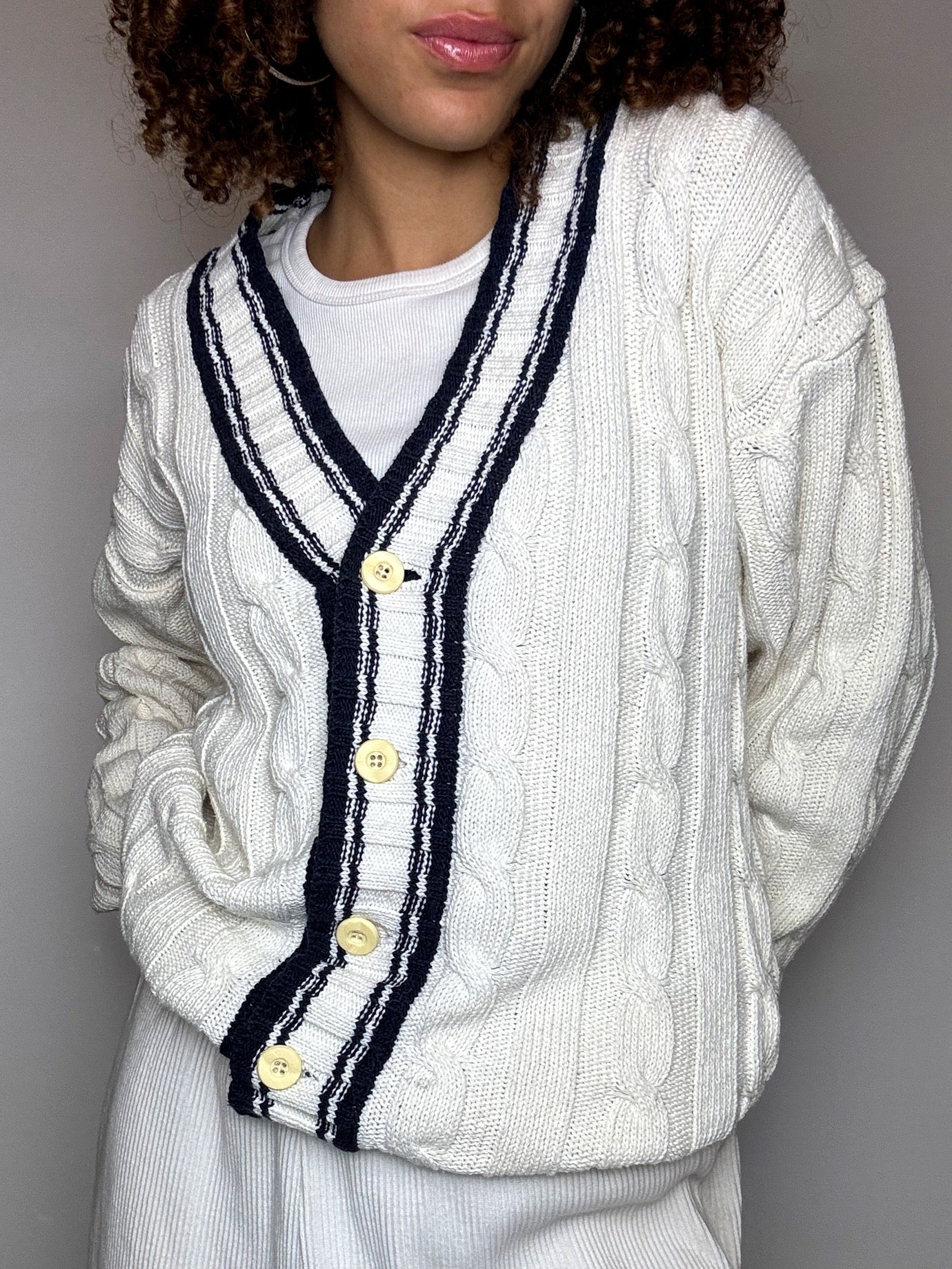 cardigan cricket blanc S/M vintage