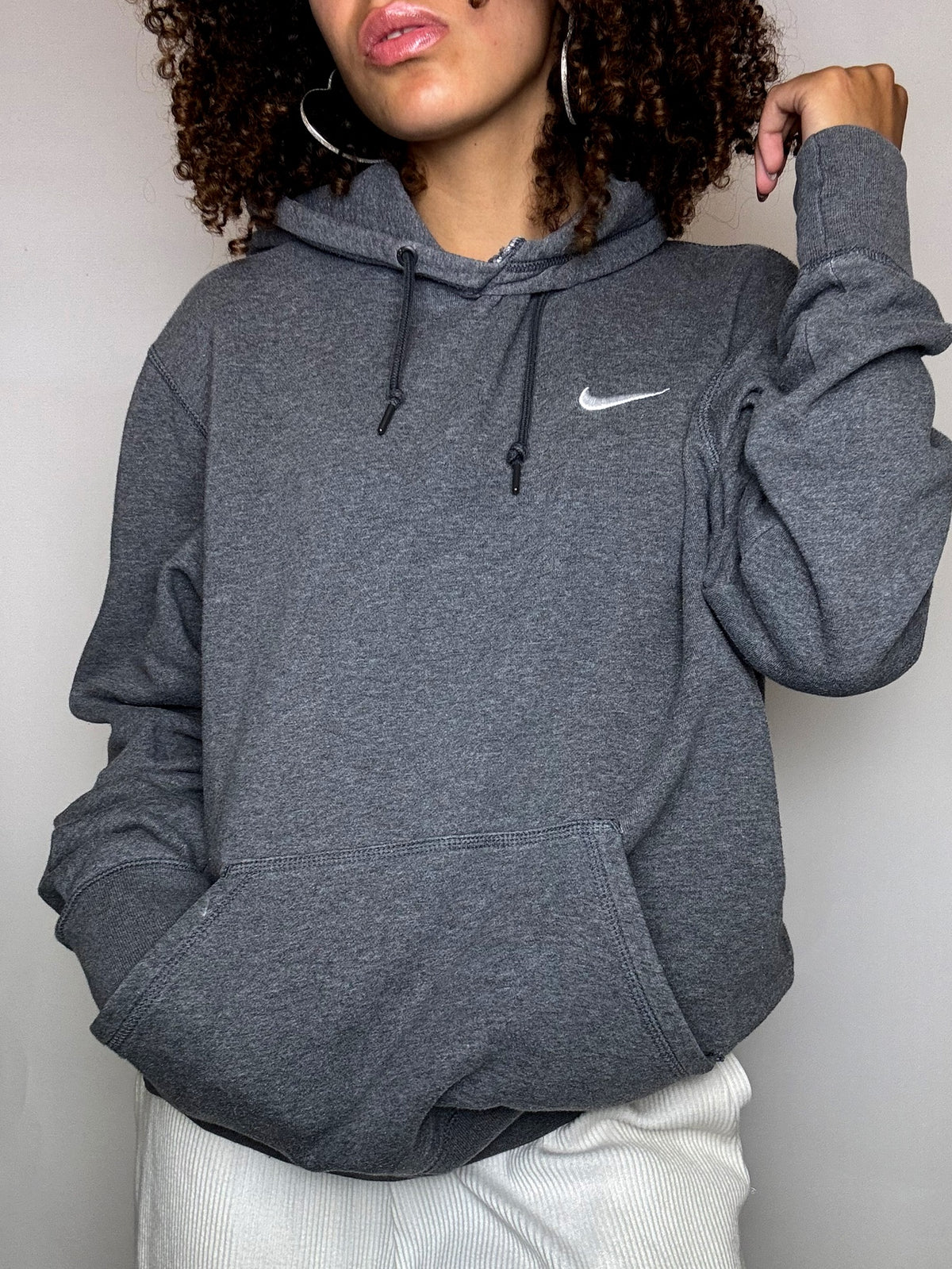 Sweat à capuche gris NIKE M vintage