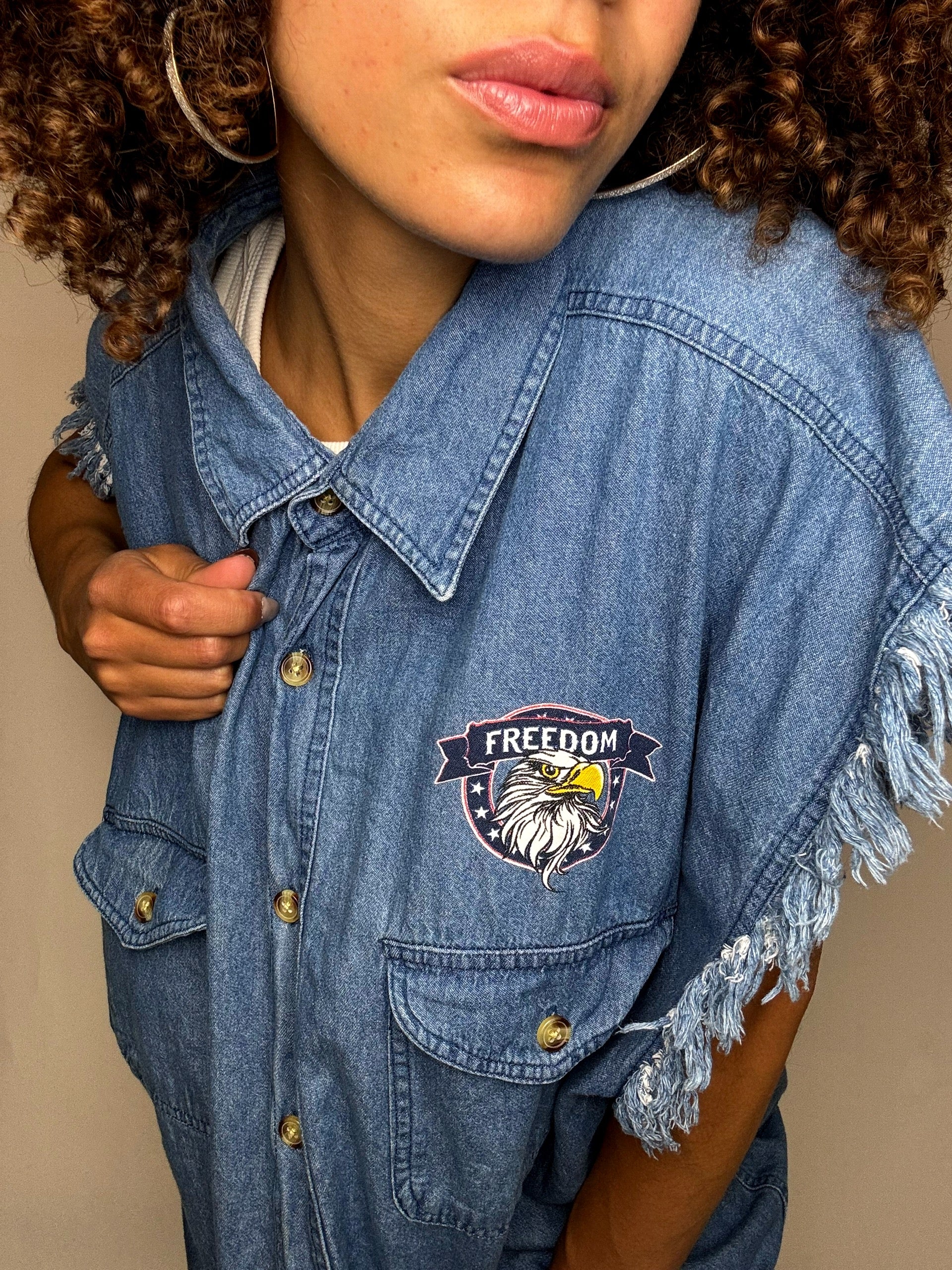 Chemise denim sans manche 2XL vintage