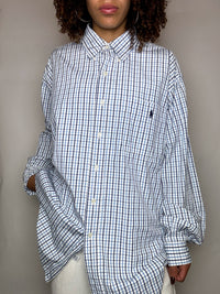 Vintage Navy and White Striped Shirt L/XL 