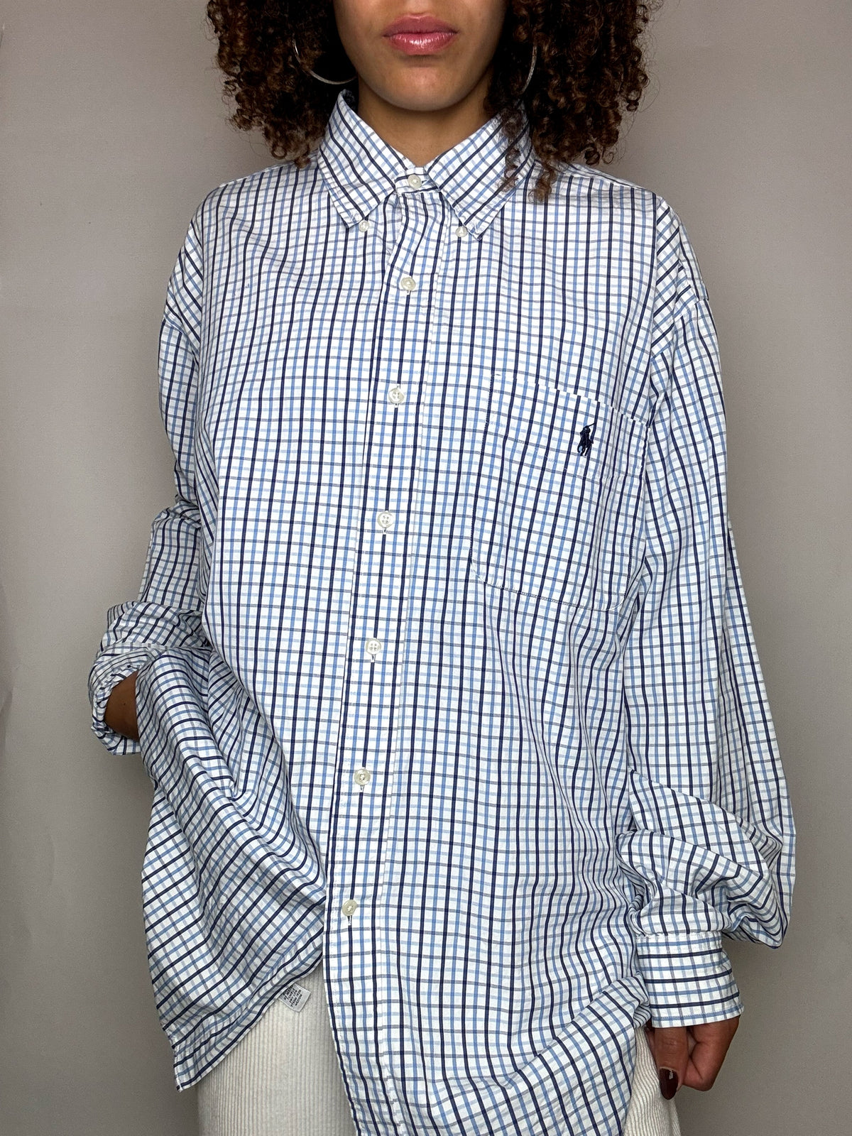 Vintage Navy and White Striped Shirt L/XL 