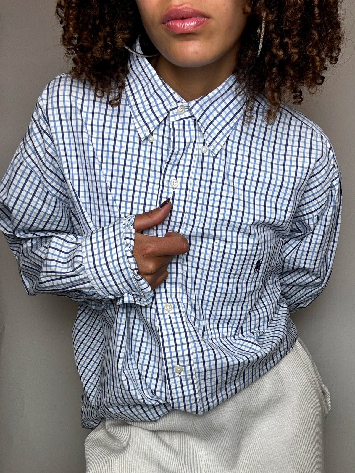 Vintage Navy and White Striped Shirt L/XL 