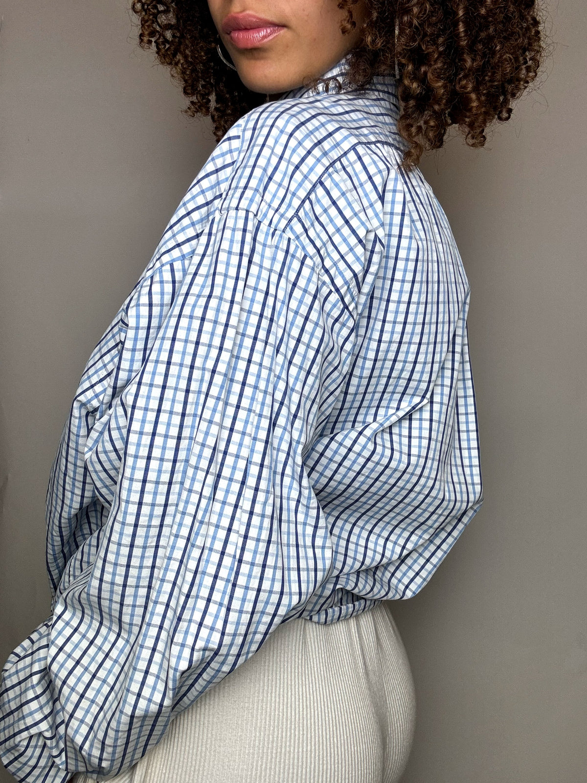 Vintage Navy and White Striped Shirt L/XL 