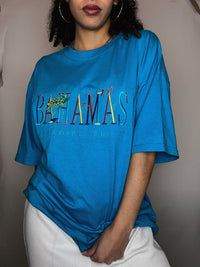 Tshirt brodé bleu Bahamas XL vintage