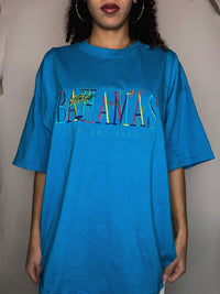 Tshirt brodé bleu Bahamas XL vintage