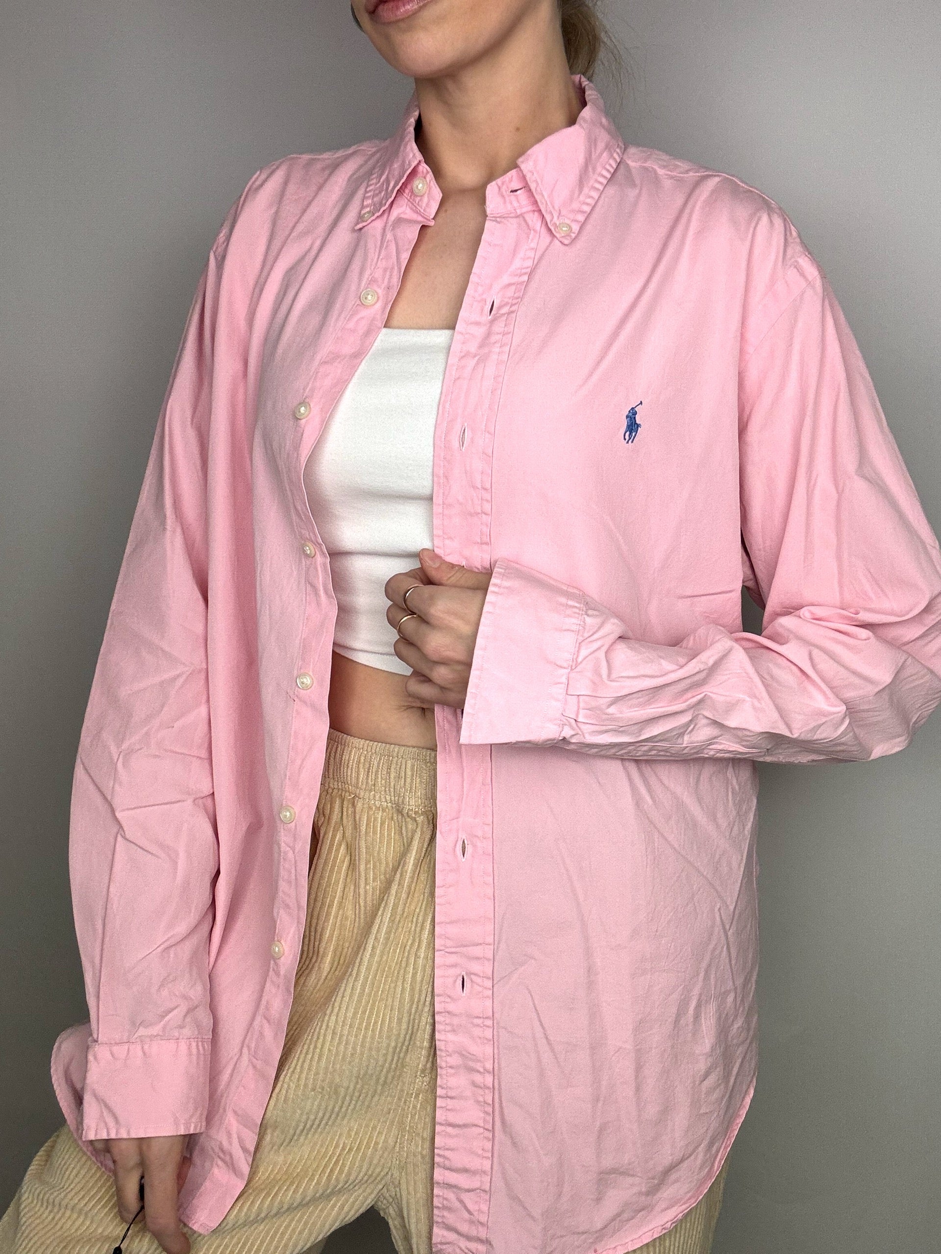 RALPH LAUREN M Vintage klassisch geschnittenes rosa Hemd