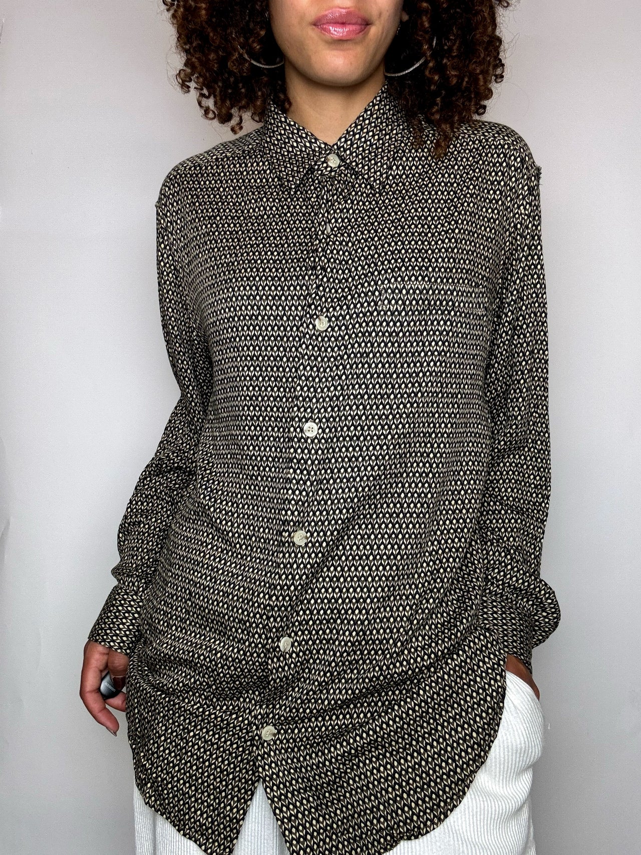 VERTIGO! XL Vintage Abstract Print Cotton Shirt