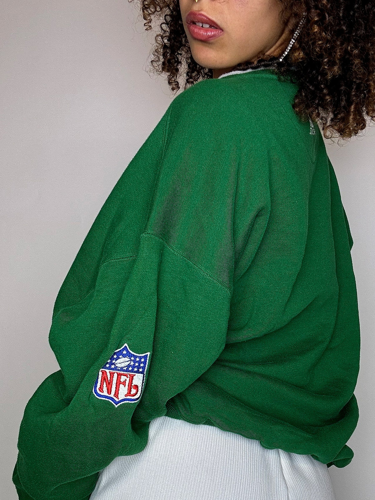 Sweat vert brodé NFL XL vintage