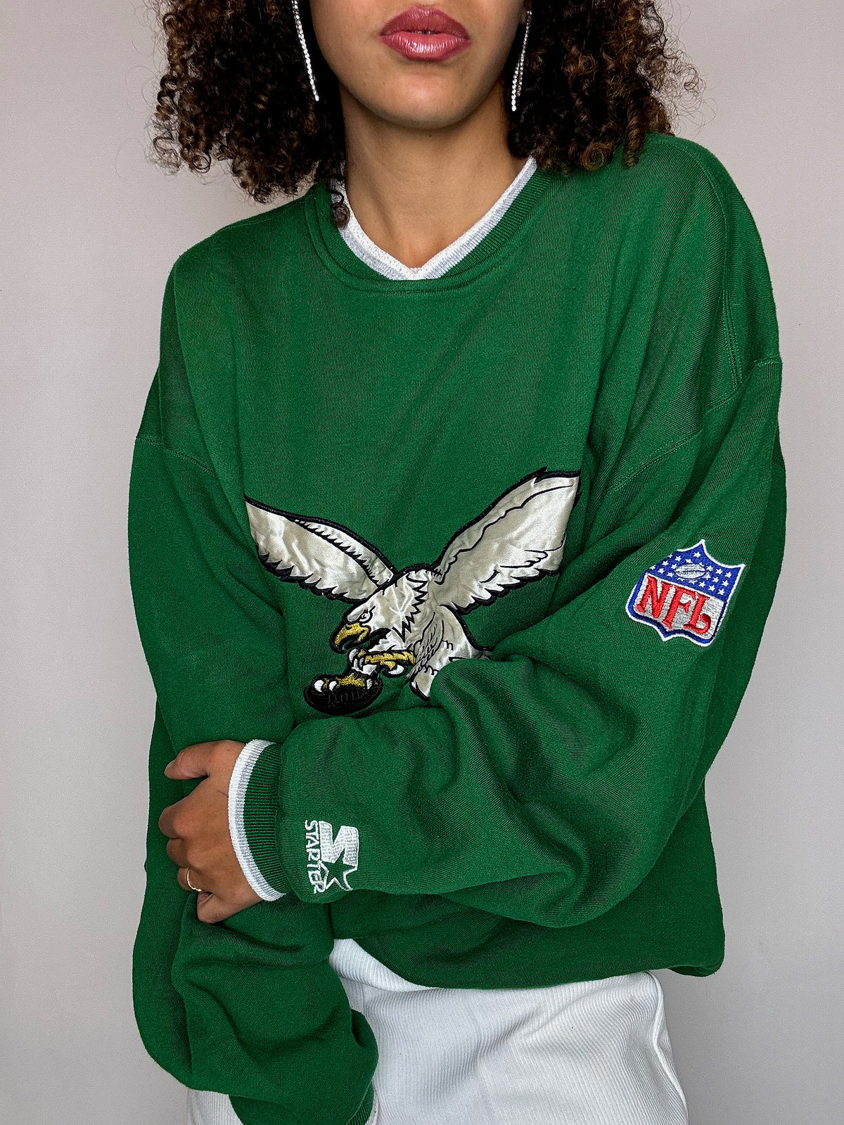 Sweat vert brodé NFL XL vintage