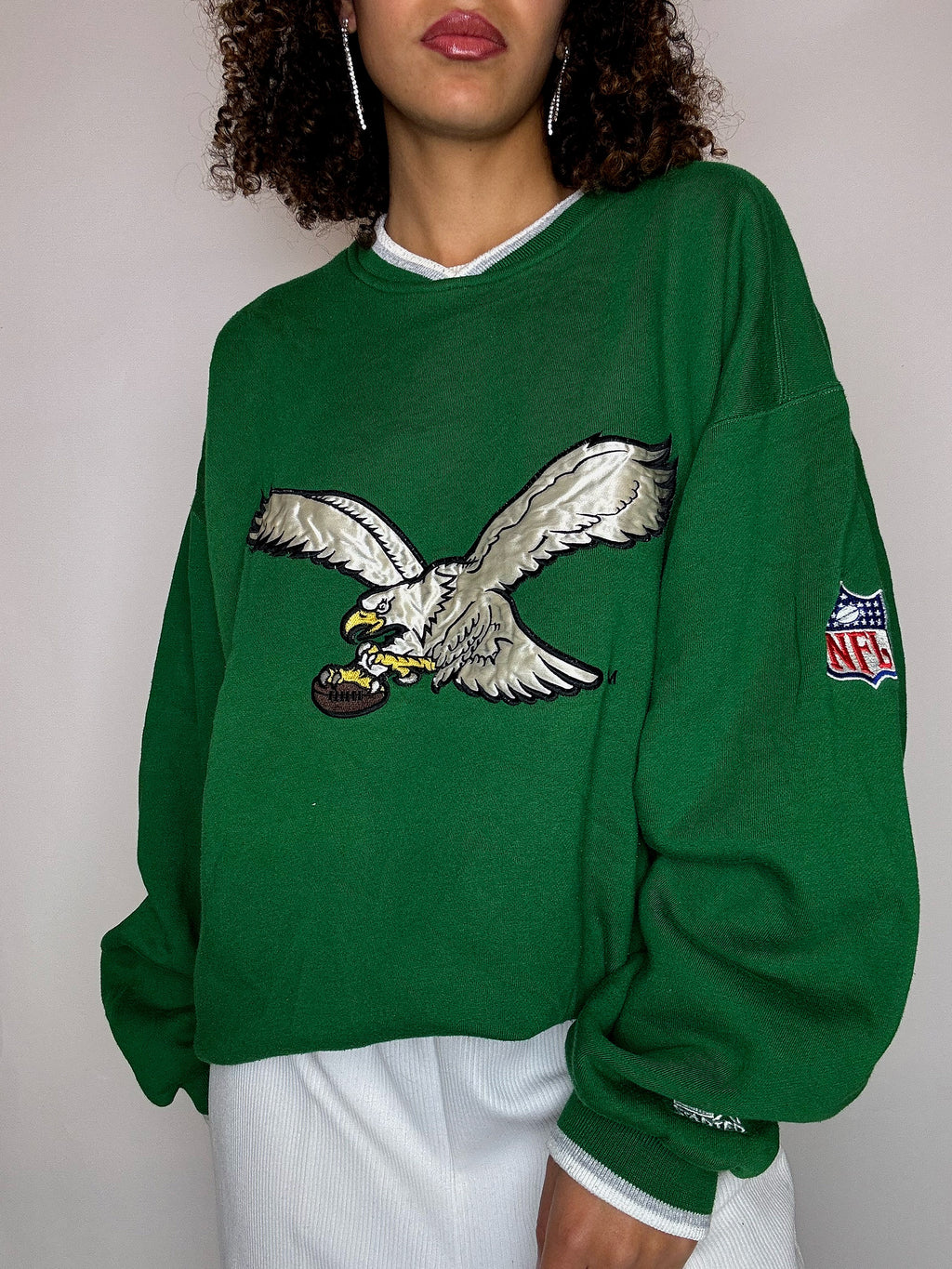 Sweat vert brodé NFL XL vintage