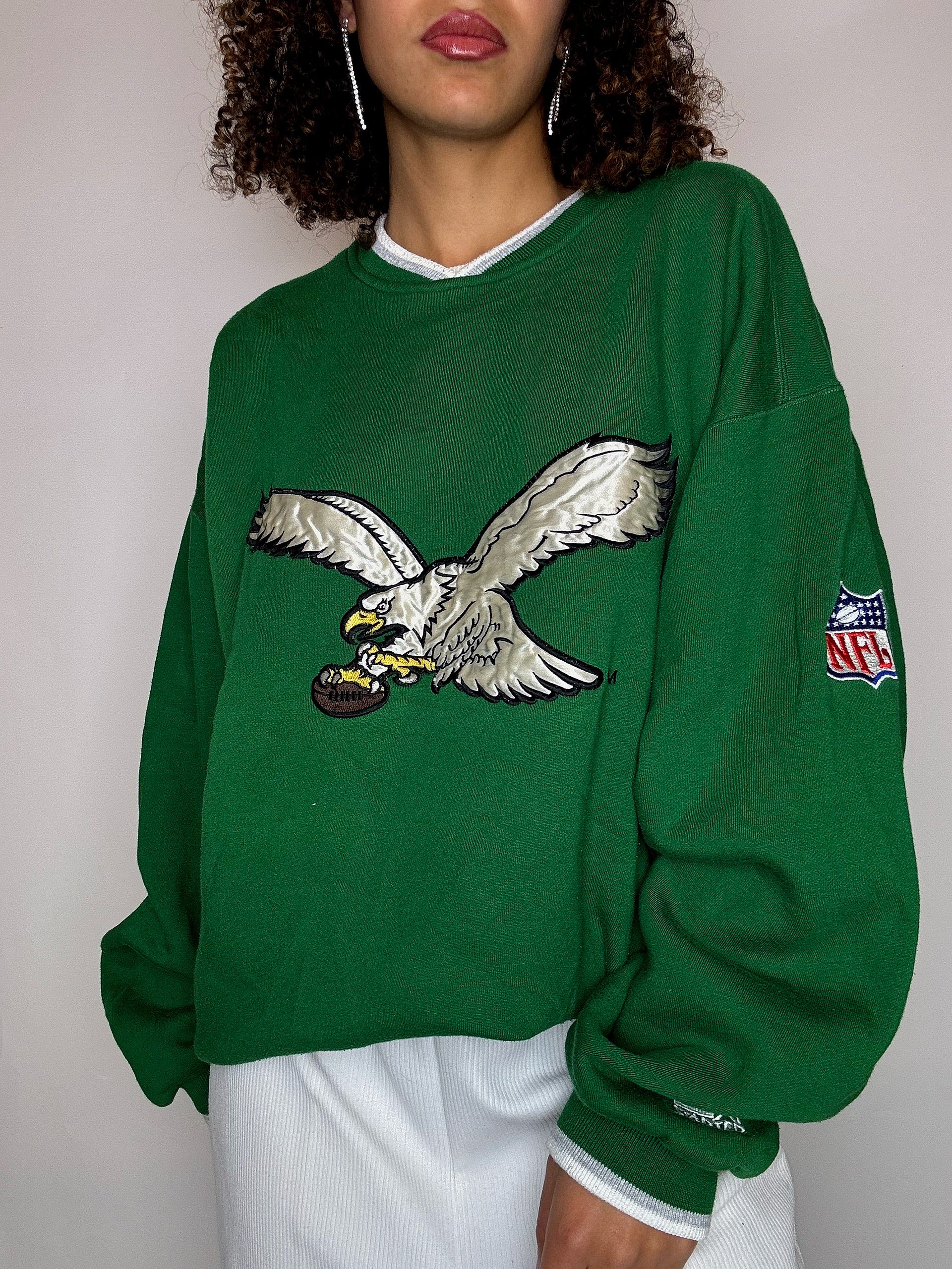 Sweat vert brodé NFL XL vintage