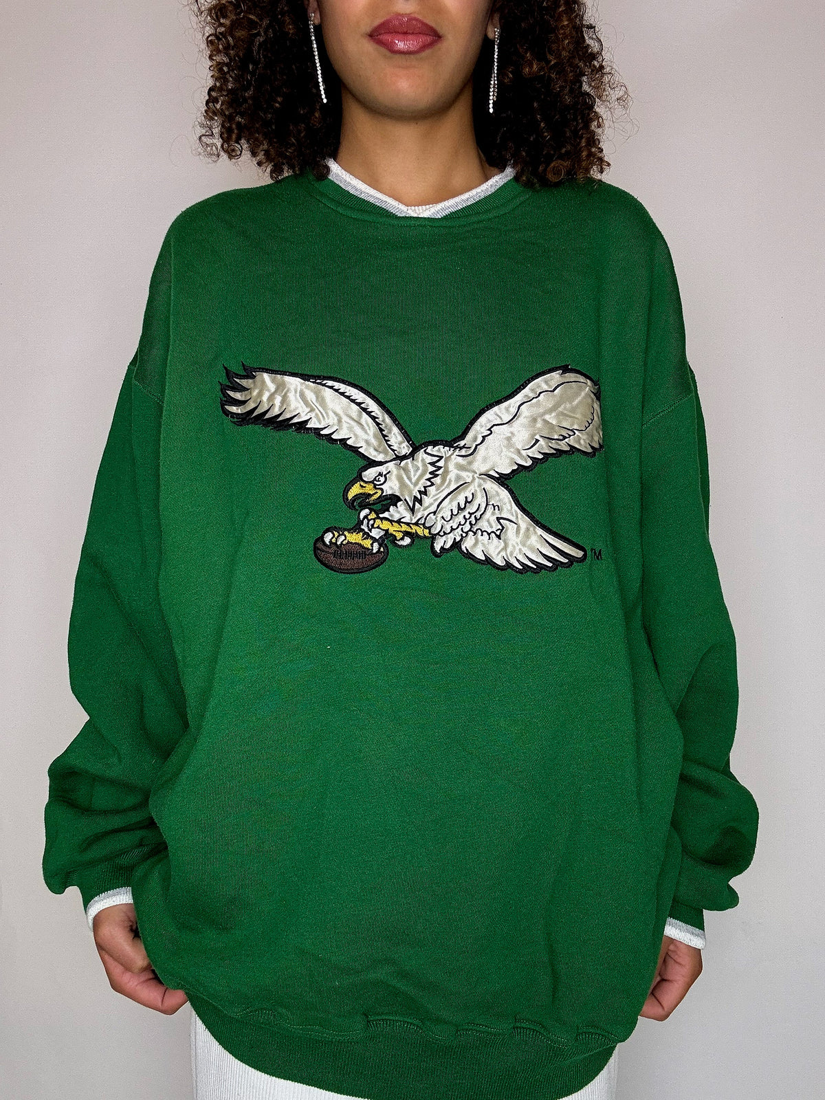 Sweat vert brodé NFL XL vintage
