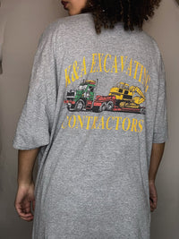 Graues Vintage T-Shirt mit Print XXL