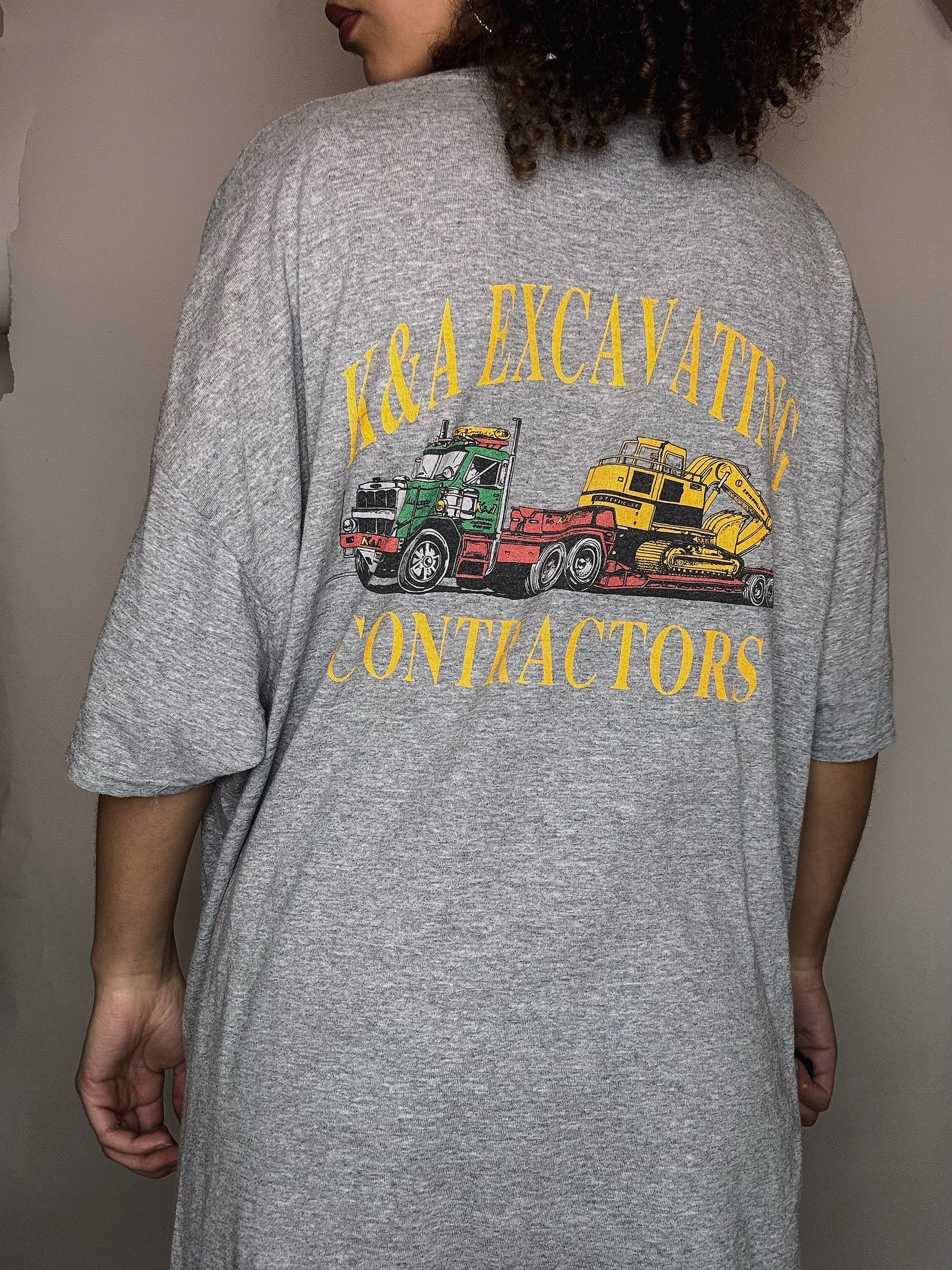 Graues Vintage T-Shirt mit Print XXL
