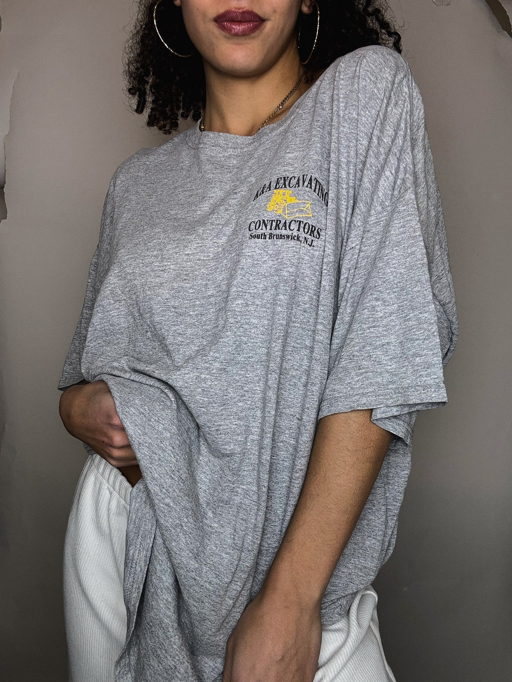 Graues Vintage T-Shirt mit Print XXL