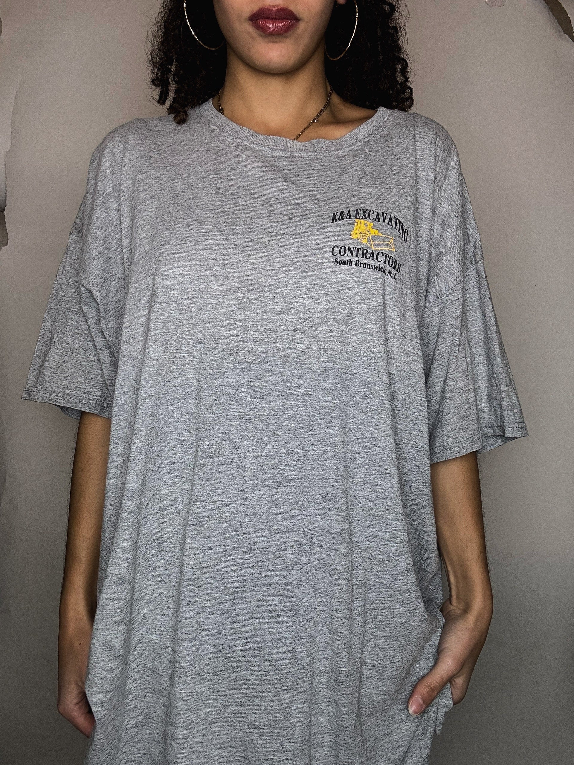 Graues Vintage T-Shirt mit Print XXL