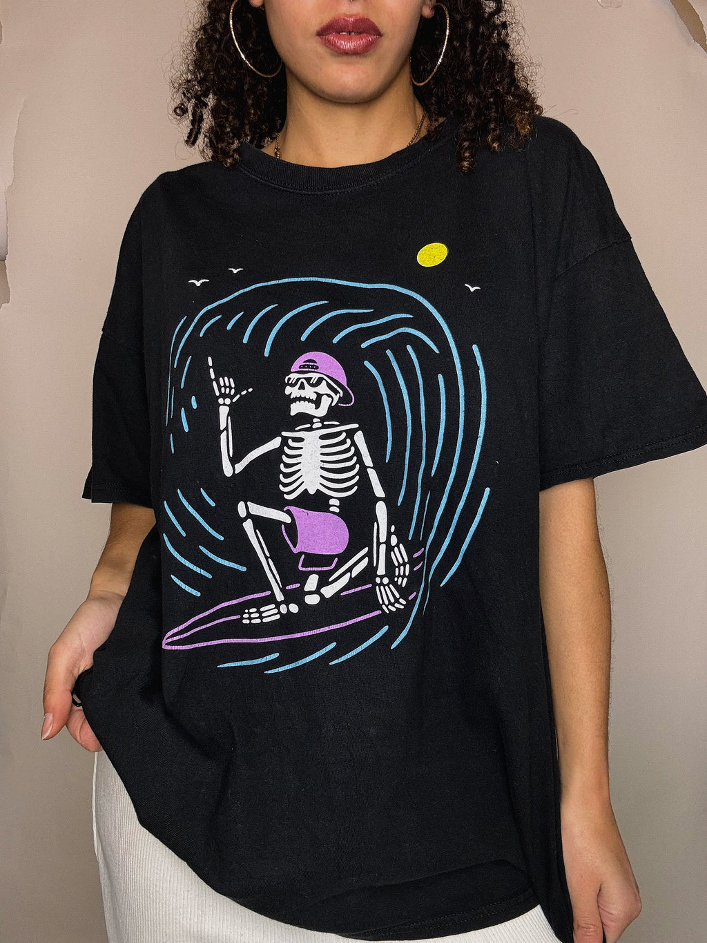 Schwarzes bedrucktes Vintage T-Shirt XL
