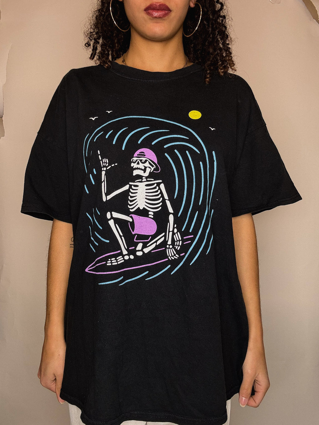 Schwarzes bedrucktes Vintage T-Shirt XL