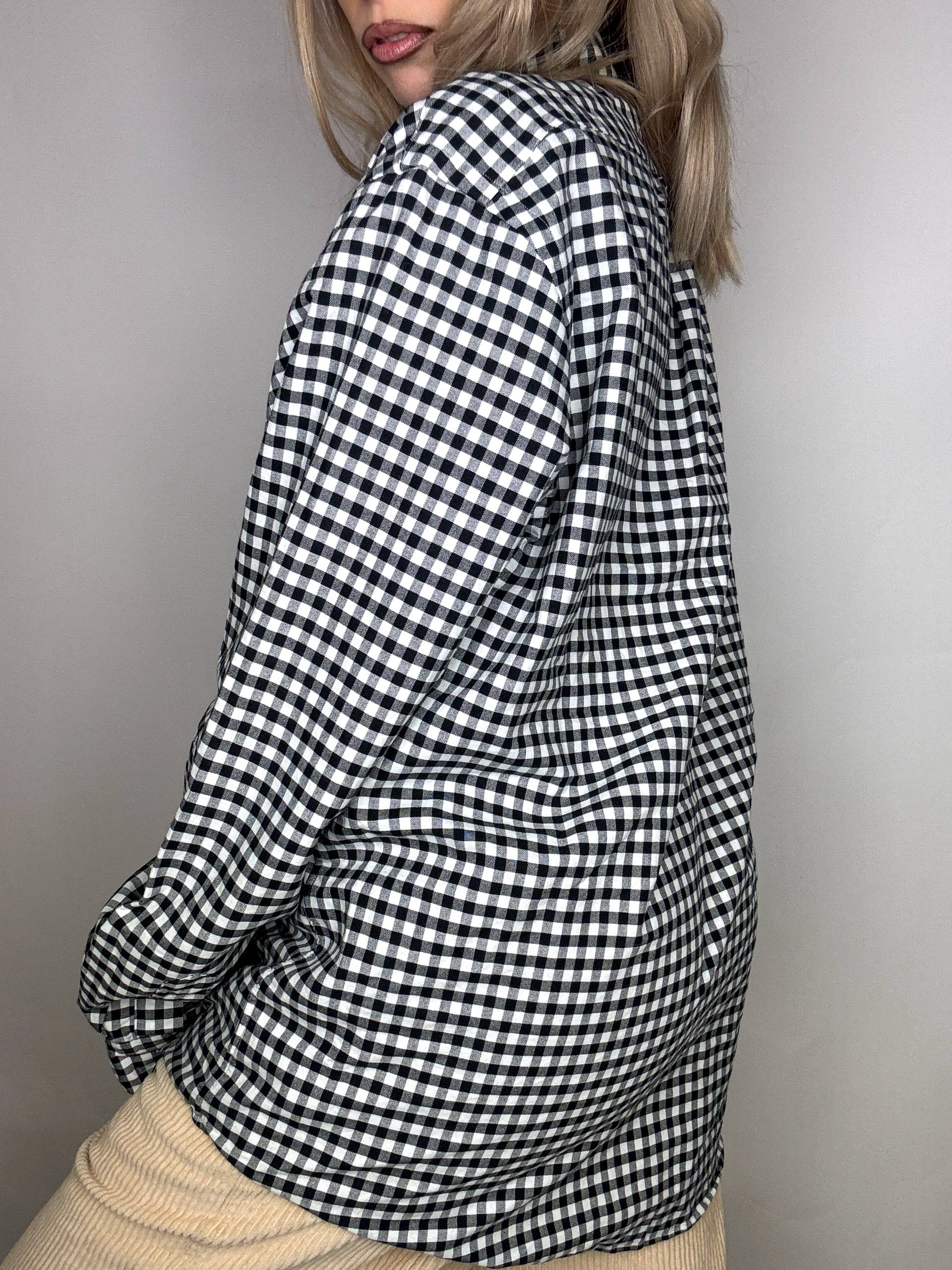 RALPH LAUREN XL Vintage Schwarz-Weiß Kariertes Hemd