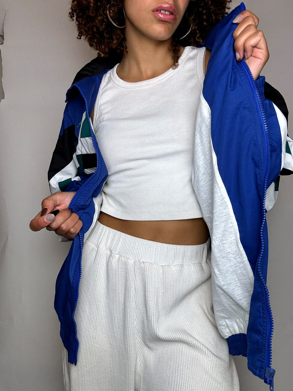 Blouson tricolore en coton S vintage