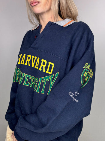 Sweat marine HARVARD x CHAMPION col chemise XL vintage