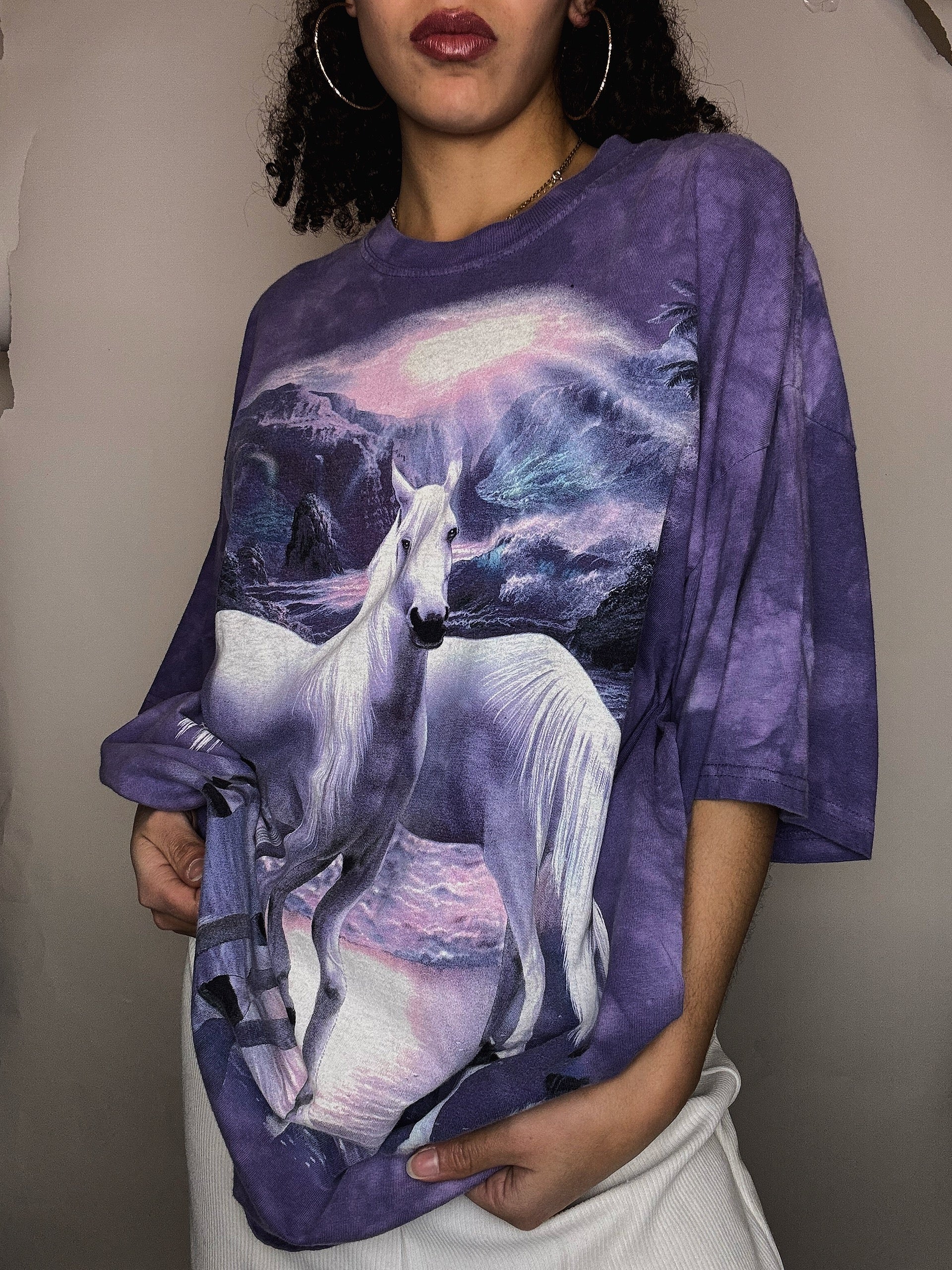 Tshirt violet horses XL vintage